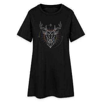 Mandala de Cerf Géométrique avec Auréole Radiante - Robe T-shirt Femme - noir - Devant