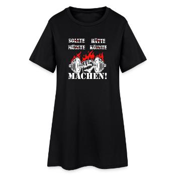 Rote Flammenkraft: Machen! - Frauen T-Shirt-Kleid - Schwarz - Vorne