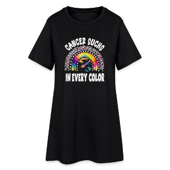 Cancer Sucks In Every Color Rainbow Plaid - Women’s T-Shirt Dress - black - Front