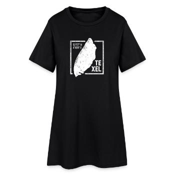Texel | Insel-Silhouette Stempel-Design - Frauen T-Shirt-Kleid - Schwarz - Vorne