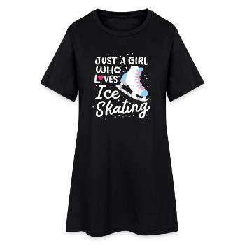 Schlittschuhlaufen Schlittschuhläufer Eiskunstläuf - Frauen T-Shirt-Kleid - Schwarz - Vorne