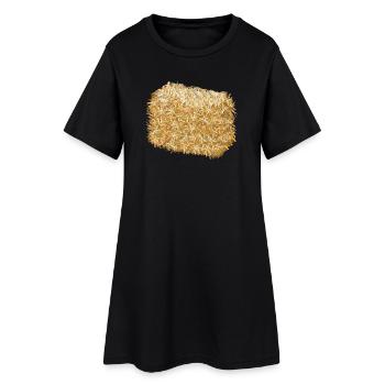 ein Strohballen in schimmernden goldenen Farben - Frauen T-Shirt-Kleid - Schwarz - Vorne