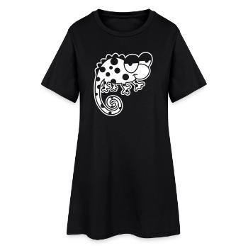 Chamäleon – Farbwechselndes Reptil, stylisch Vinta - Frauen T-Shirt-Kleid - Schwarz - Vorne