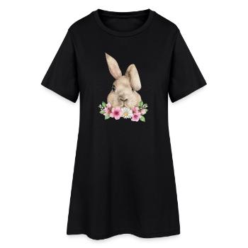 Lapin Lapin Floppy Oreille Lapin de Pâques Lapin Maman - Robe T-shirt Femme - noir - Devant