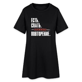 Shashlik Manger Dormir Répéter Russes Russes - Robe T-shirt Femme - noir - Devant