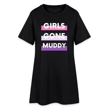 Muddy run shirt mud Matsch Lauf girl Team obstacle - Frauen T-Shirt-Kleid - Schwarz - Vorne