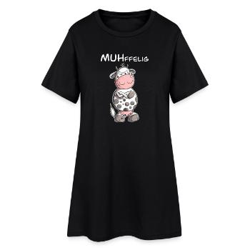 Muffelige Kuh I Muffel Kuh Wortspiel I Statement - Frauen T-Shirt-Kleid - Schwarz - Vorne
