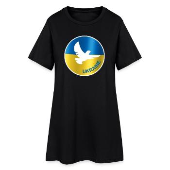 Ukraine Frieden Taube Flagge - Frauen T-Shirt-Kleid - Schwarz - Vorne