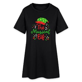 Musikalischer Elf Wichtel Weihnachten - Frauen T-Shirt-Kleid - Schwarz - Vorne