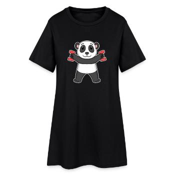 Panda Dumbbell Haltères Fitness Gym - Robe T-shirt Femme - noir - Devant