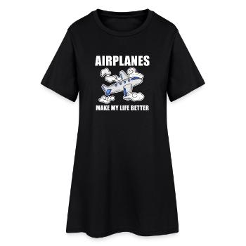Avion - Robe T-shirt Femme - noir - Devant