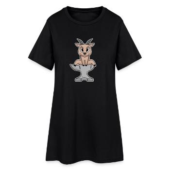 Bock auf Metal - Ziege Ziegenbock - Frauen T-Shirt-Kleid - Schwarz - Vorne
