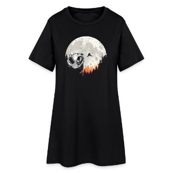 Ours rugissant sous la forêt de la lune - Robe T-shirt Femme - noir - Devant