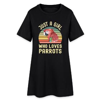 Papagei Ara - Frauen T-Shirt-Kleid - Schwarz - Vorne