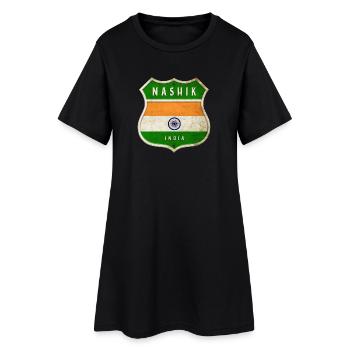Nashik Inde Armoiries Drapeaux Design - Robe T-shirt Femme - noir - Devant