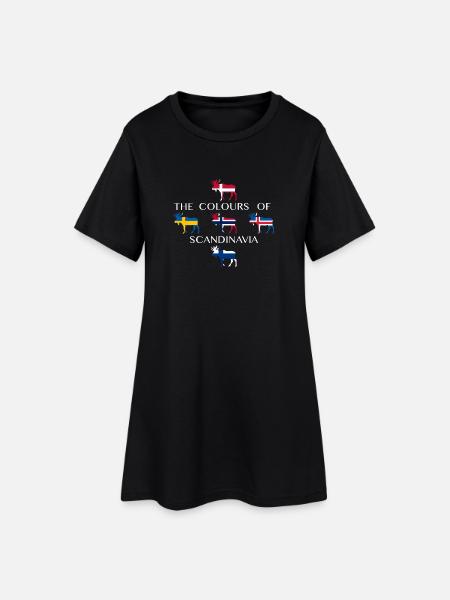 Scandinavie Drapeaux Moose Colors Norvège - Robe T-shirt Femme - noir