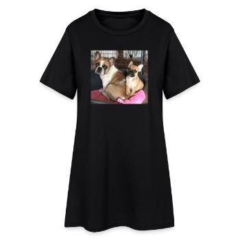 Français Bulldog Mère et Fils - Robe T-shirt Femme - noir - Devant
