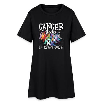 Sensibilisation au cancer Le cancer aspire toutes les couleurs - Robe T-shirt Femme - noir - Devant