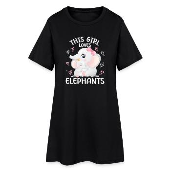Mama Elephant Baby Elephant Cette fille aime les éléphants - Robe T-shirt Femme - noir - Devant