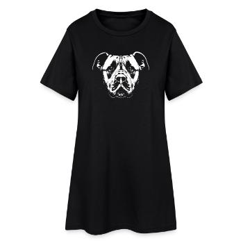 Chien / Tête / Blanc / Fidèle - Robe T-shirt Femme - noir - Devant