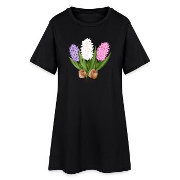 Hand-drawn hyacinths - Women’s T-Shirt Dress - black - Front