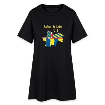 Saône et Loire - Robe T-shirt Femme - noir - Devant