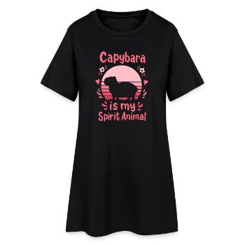 Capybara Krafttier - Frauen T-Shirt-Kleid - Schwarz - Vorne