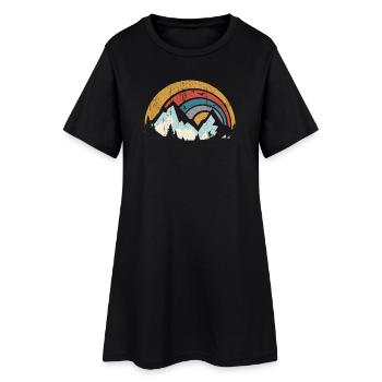 Retro Mountain Sunset Arc - Women’s T-Shirt Dress - black - Front