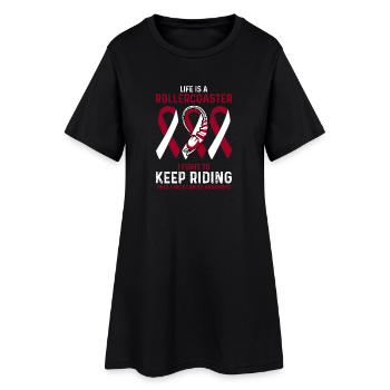 Cancer de la tête et du cou Cancer Rouge Blanc Rollercoaster - Robe T-shirt Femme - noir - Devant