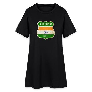 Lucknow Inde Armoiries Drapeaux Design - Robe T-shirt Femme - noir - Devant
