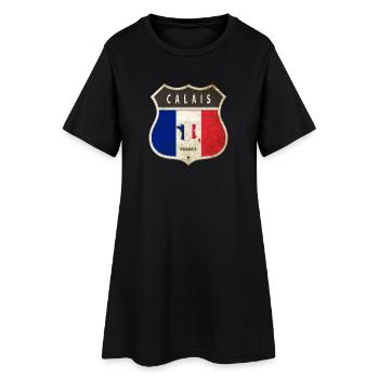 Calais France Armoiries Drapeaux Design - Robe T-shirt Femme - noir - Devant