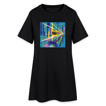 Abstrakte U-Bahn Berlin Graffiti Design - Frauen T-Shirt-Kleid - Schwarz - Vorne