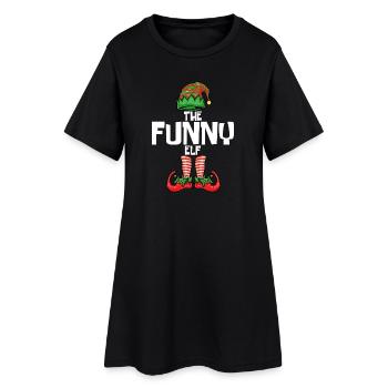 Weihnachten Lustiger Elf - Frauen T-Shirt-Kleid - Schwarz - Vorne