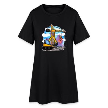 Grue excavatrice 4ème anniversaire - chemise garçon de 4 ans - Robe T-shirt Femme - noir - Devant