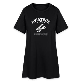 Aviateur, aviation, pilote d'avion - Robe T-shirt Femme - noir - Devant