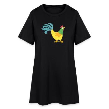 Rooster pattern colorful Easter Farmer Animal love colorful - Women’s T-Shirt Dress - black - Front