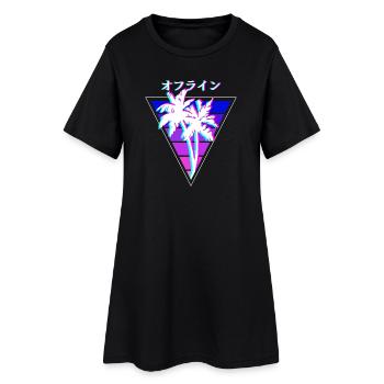 Vaporwave Palms hors ligne - Robe T-shirt Femme - noir - Devant