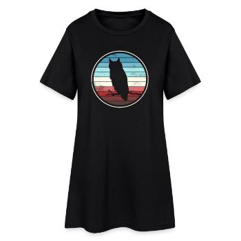 Eule Eulen - Frauen T-Shirt-Kleid - Schwarz - Vorne