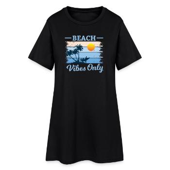 Plage Palmier Coucher de Soleil Design - Robe T-shirt Femme - noir - Devant