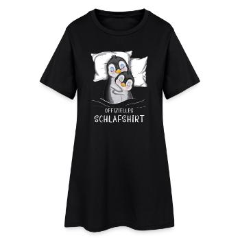 Offizielles Schlafshirt Pinguine - Frauen T-Shirt-Kleid - Schwarz - Vorne