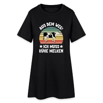 Kuh Kühe - Frauen T-Shirt-Kleid - Schwarz - Vorne