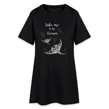 Slogan « Emmenez-moi à l’océan » avec deux mantas - Robe T-shirt Femme - noir - Devant