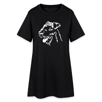 Airedale Terrier "Black Edition" - Frauen T-Shirt-Kleid - Schwarz - Vorne