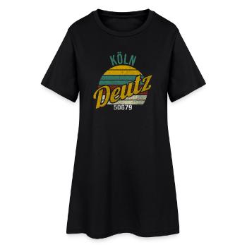 Kölsche Veedel - Köln-Deutz - Frauen T-Shirt-Kleid - Schwarz - Vorne