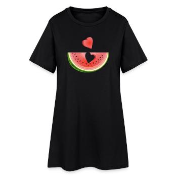 Piece of a watermelon with heart - Women’s T-Shirt Dress - black - Front