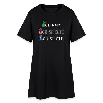 Ich kam ich spielte ich siegte Glücksshirt - Frauen T-Shirt-Kleid - Schwarz - Vorne