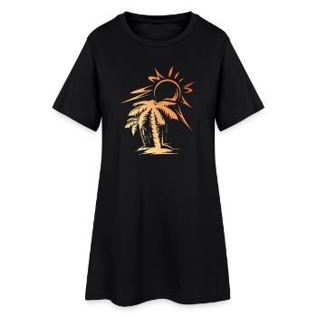 palm beach Symbol Strand Sonne Geschenk Idee - Frauen T-Shirt-Kleid - Schwarz - Vorne