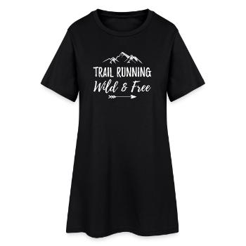 Trail Running – Sauvage et gratuit - Robe T-shirt Femme - noir - Devant