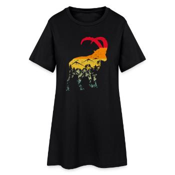 Steinbock, Wandern, Berge - Frauen T-Shirt-Kleid - Schwarz - Vorne