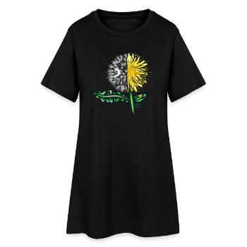 Cycle de l’univers du pissenlit avec la Lune et le Soleil - Robe T-shirt Femme - noir - Devant